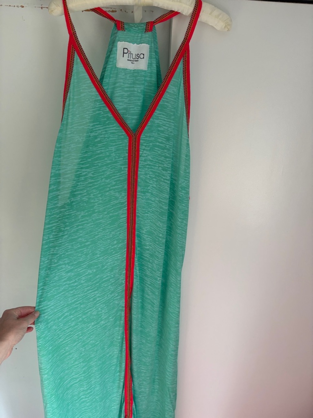 Pitusa Swim Cover in Aqua with Red Trim
